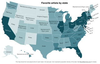 Illustration for article titled The actual map of each state's favorite artist is underwhelming and Jay Z-dominated